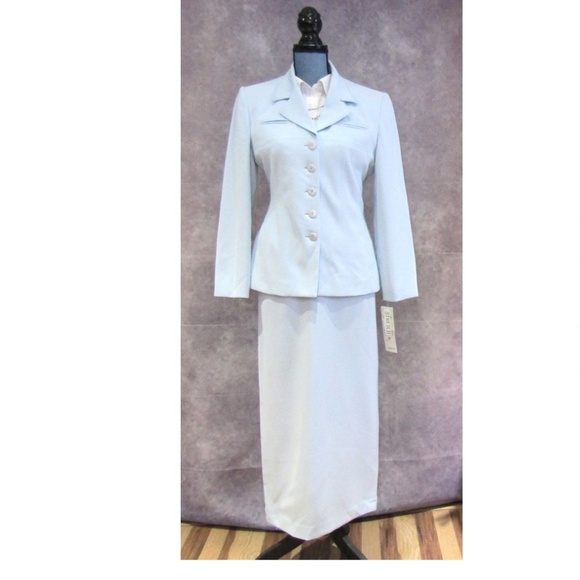 NEW Larry Levine Petite Suits Blazer & Skirt Blue - Picture 1 of 8